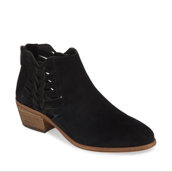 Vince Camuto Black Suede Prestetta Braided Ankle Bootie - Picture 1 of 11